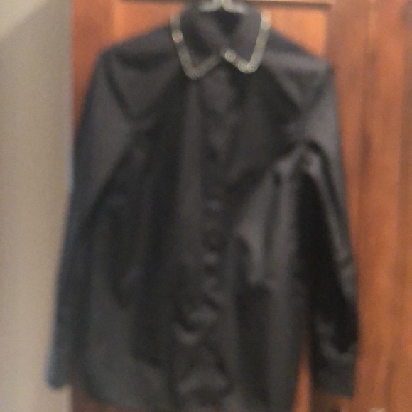 Alexander Wang black studded wingd collar shirt in size 0 - Picture 4 of 10